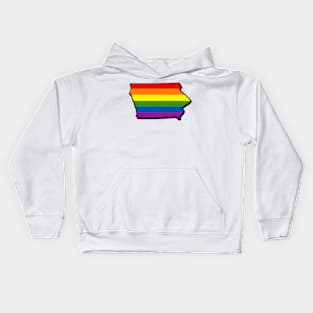 Rainbow Iowa Outline Kids Hoodie